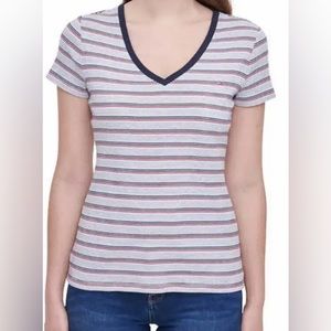 NEW Tommy Hilfiger XXL Navy Blue Red White Gray Short Sleeve V Neck Cotton